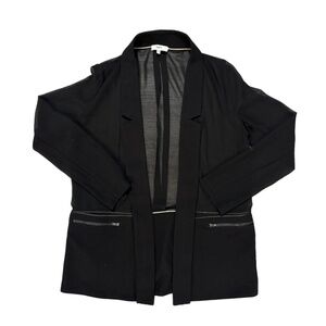 SUNCOO Semi-Sheer Blazer with Metallic Piping and Zipper Pockets